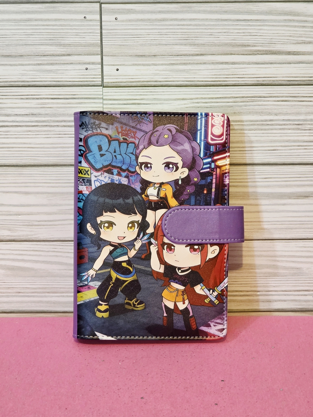 Purple KPop Demon Hunters Huntrix Girls A6 Binder w/ Magnetic Strap
